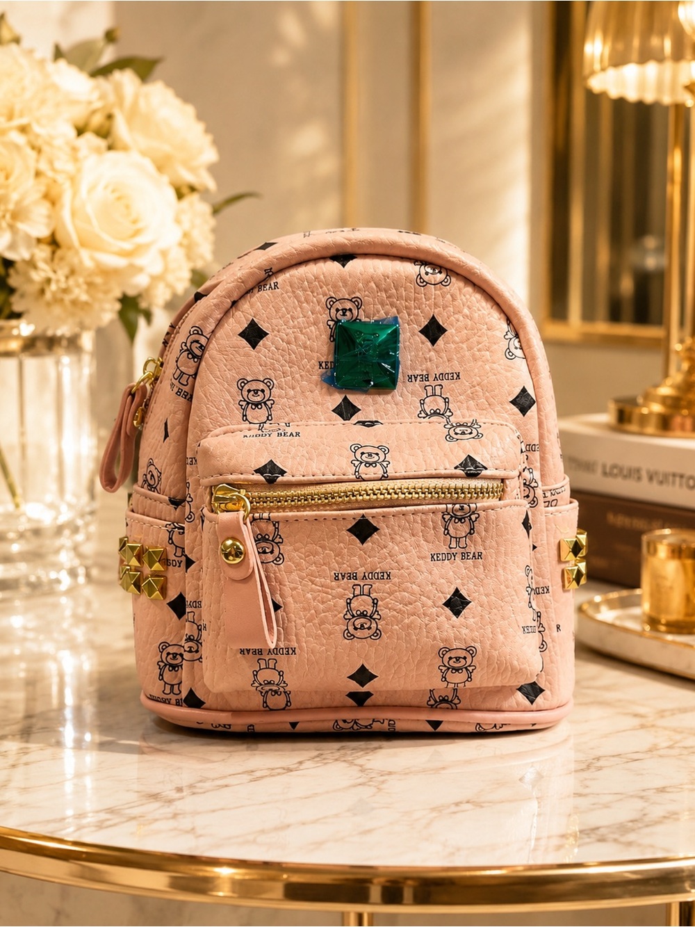 Fashion Jewelry Pink Teddy Bear Backpack